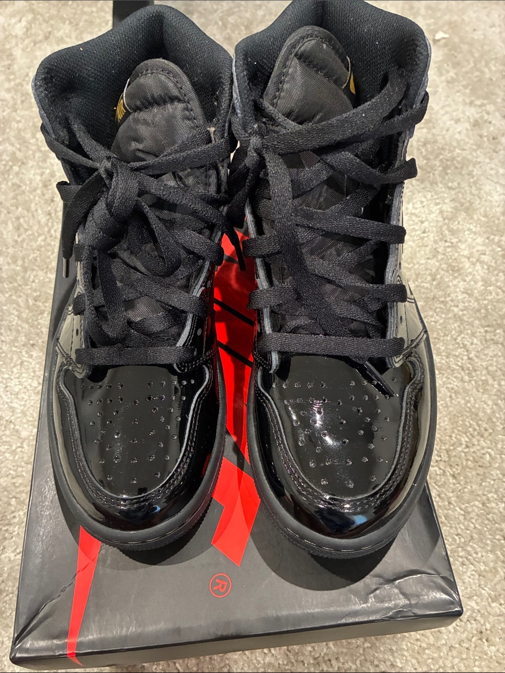 Nike Black Patent Leather High-Top Sneakers size 6